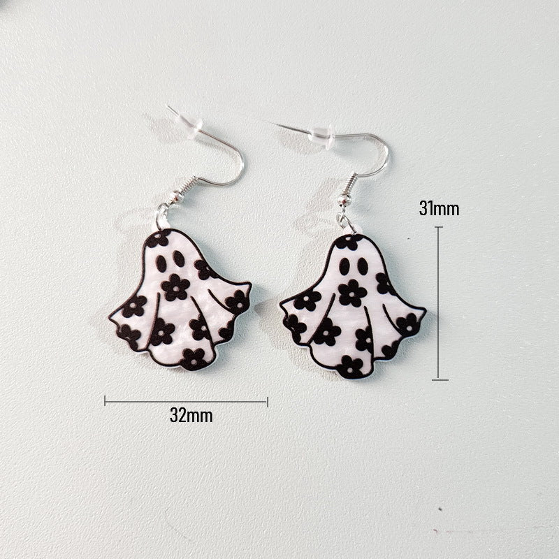 Wholesale Acrylic Cute Halloween Flower Pumpkin Bee Ghost Earrings